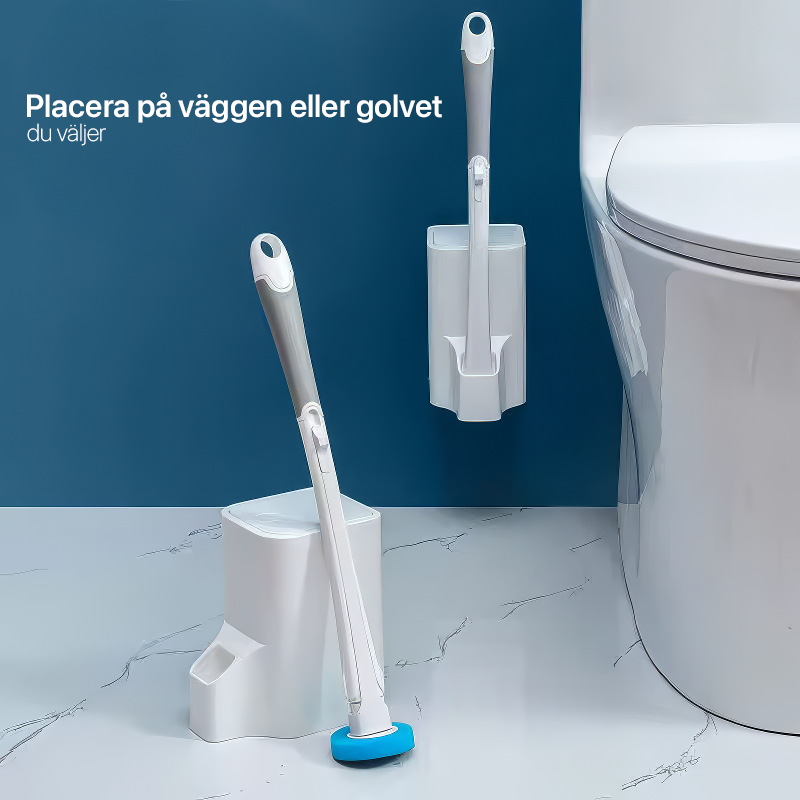 Toalettborste med engångssvampar & väggfäste – Hygieniskt rengöringssystem