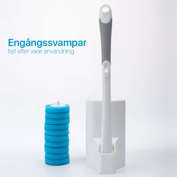 Toalettborste med engångssvampar & väggfäste – Hygieniskt rengöringssystem